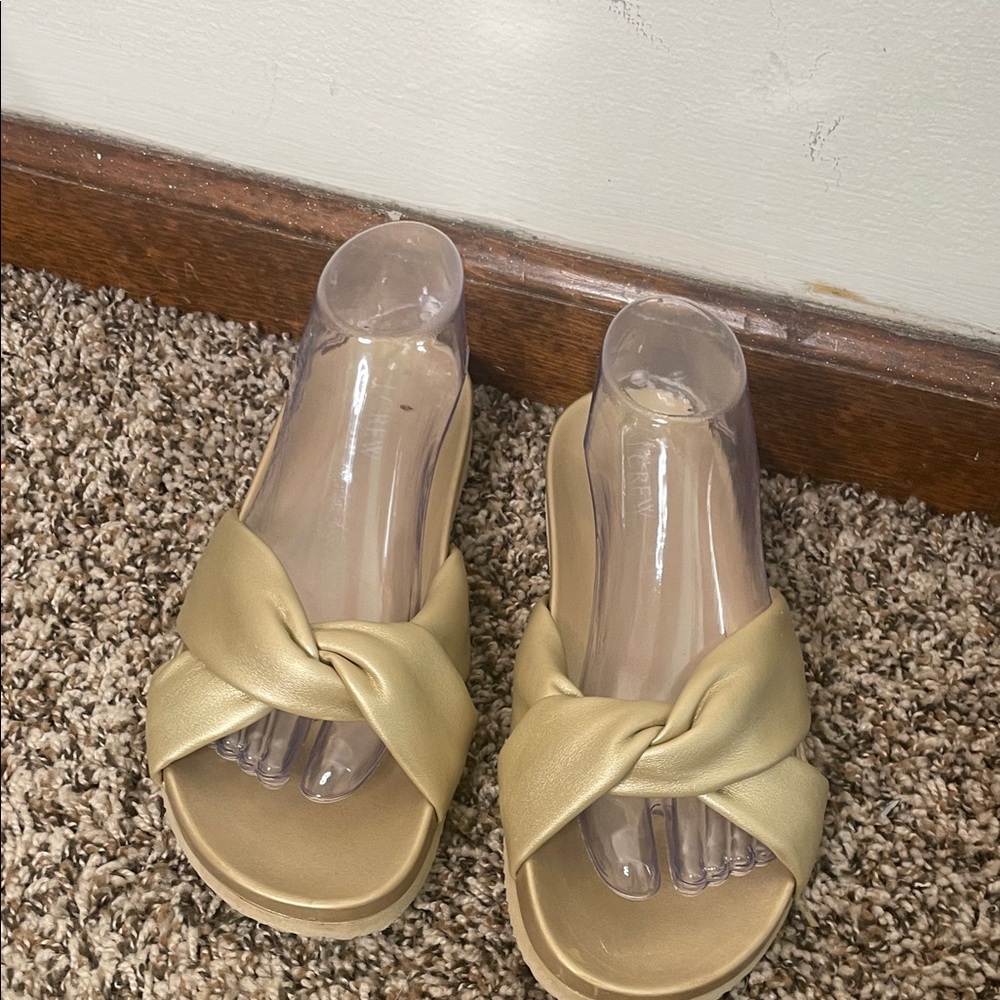 J. Crew Gold Knot Slide Sandals